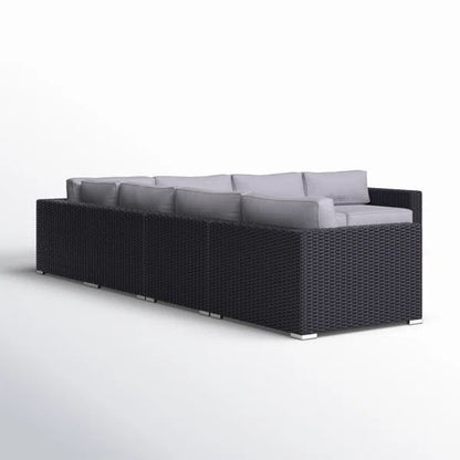 Wide Outdoor Patio Sectional With Cushions - Black