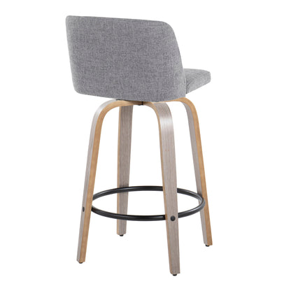 Toriano - Contemporary Fixed Height Counter Stool With Swivel & Round Footrest (Set of 2)