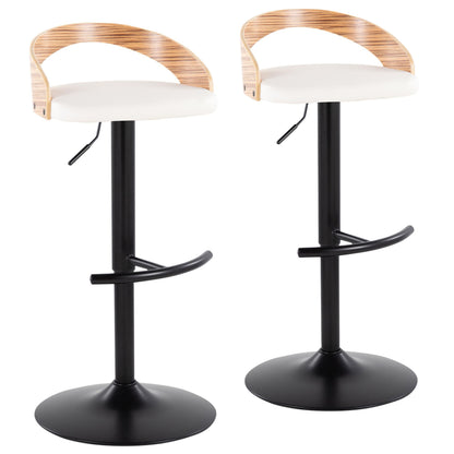 Grotto - Contemporary Adjustable Barstool With Swivel With Rounded T Footrest Elegant Design (Set of 2)