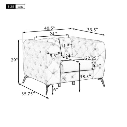 Velvet Upholstered Accent Sofa, Modern Single Sofa Chair With Button Tufted Back, Modern Single Couch For Living Room, Bedroom, Or Small Space