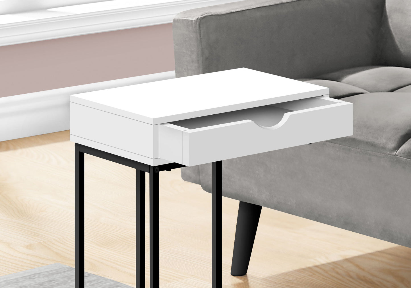 Accent Table, C - Shaped Contemporary & Modern Versatile Design