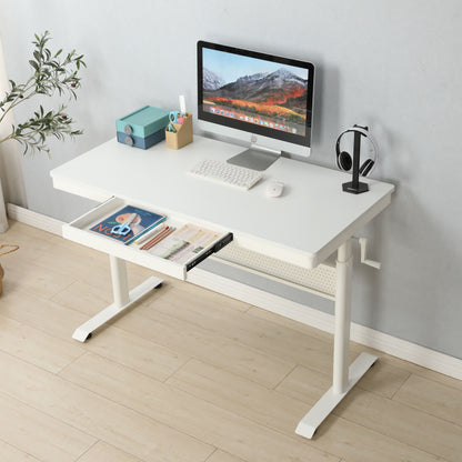 47.24" Standing Desk With Metal Drawer, Adjustable Height Stand Up Desk, Sit Stand Home Office Desk, Ergonomic Workstation - White