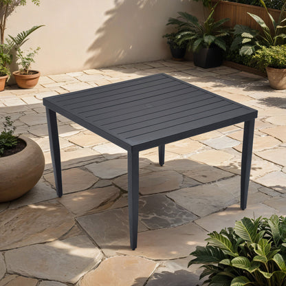 Outdoor Patio Rectangle Dining Table With Tapered Feet & Umbrella Hole