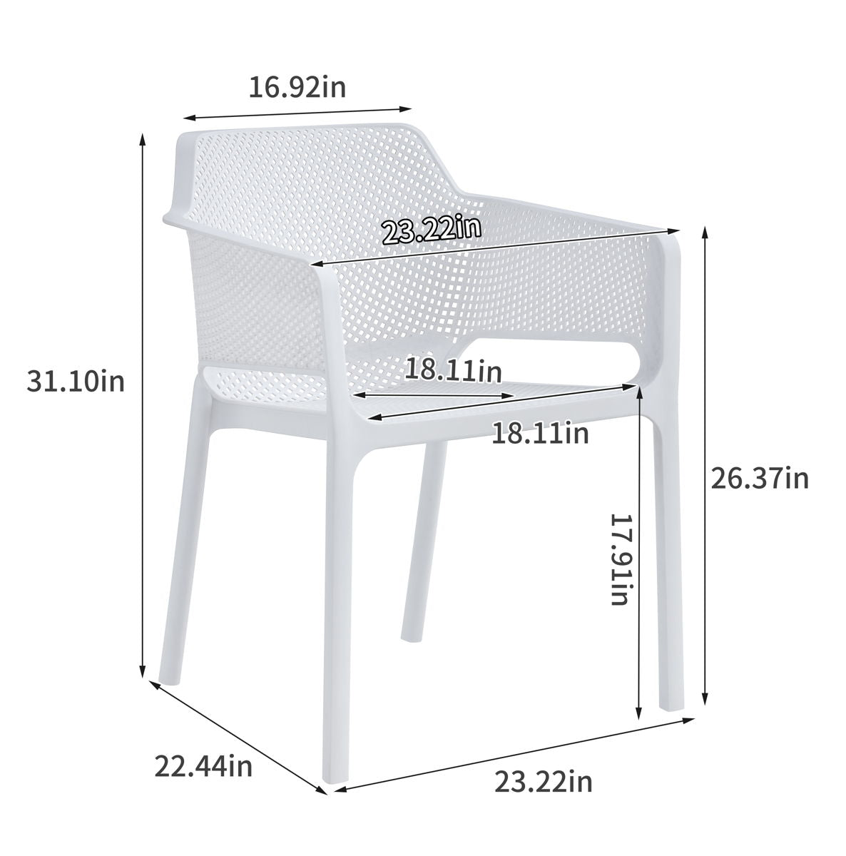 3 Piece Plastic Arm Chair Bistro Grs Premium Ocean Plastic