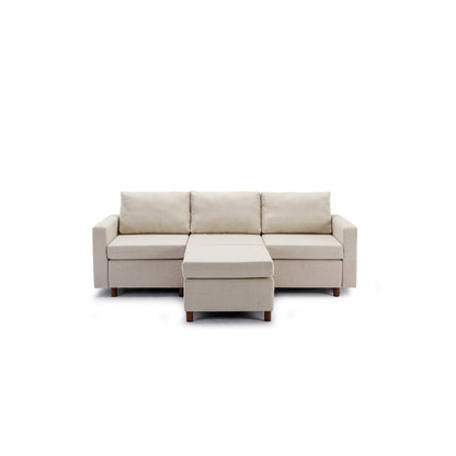 3 Seat Module Sectional Sofa Couch With 1 Ottoman For Living Room, Seat Cushion And Back Cushion Non-Removable And Non-Washable