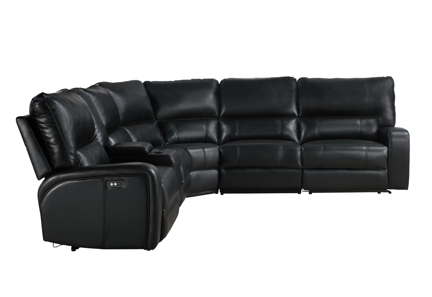 Saul - Power Recliner Sectional Sofa With USB Port Cupholder Console