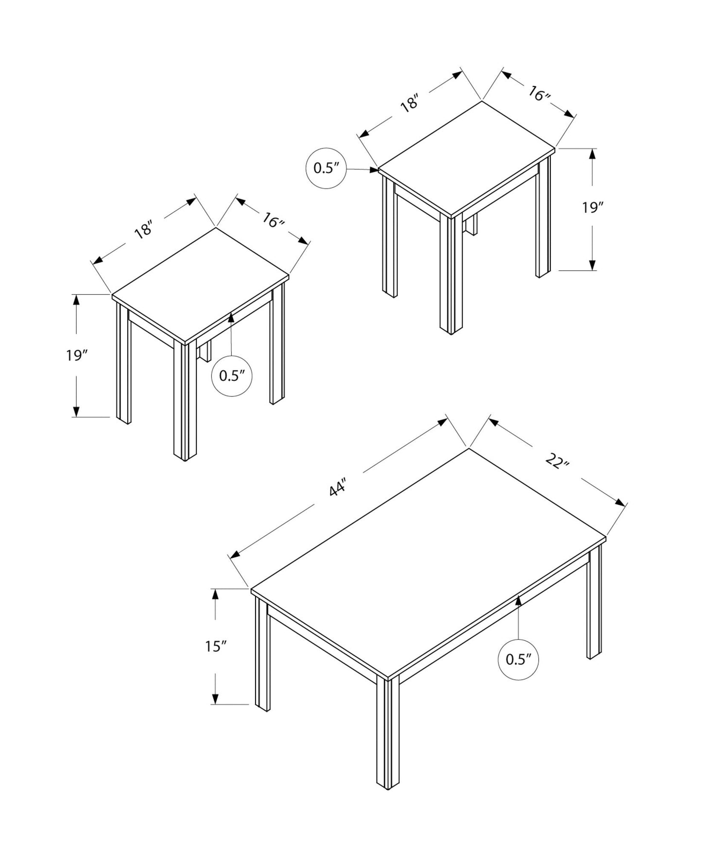 Table Set, Coffee, End, Side, Accent For Living Room Transitional (Set of 3)