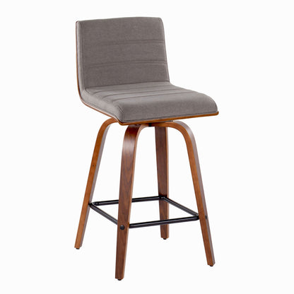 Vasari - Mid Century Modern Fixed Height Counter Stool, Swivel With Square Footrest (Set of 2)