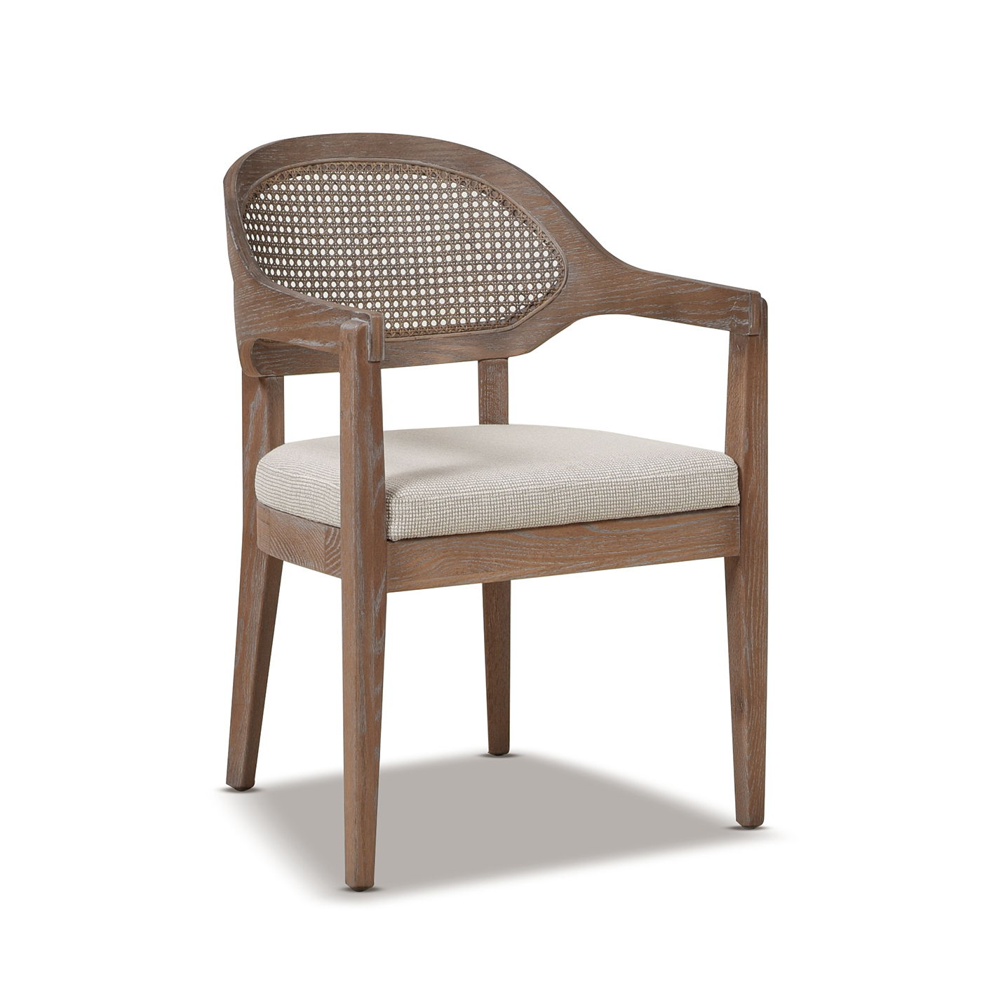 Americana - Mid-Century Modern Cane Back Dining Chair Textured Weave - Taupe Beige