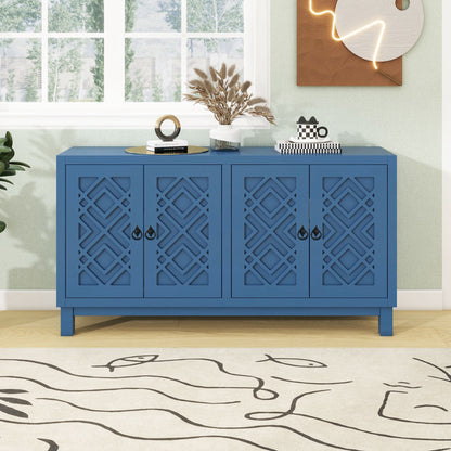 Large Storage Space Sideboard, 4 Door Buffet Cabinet With Pull Ring Handles For Living Room, Dining Room