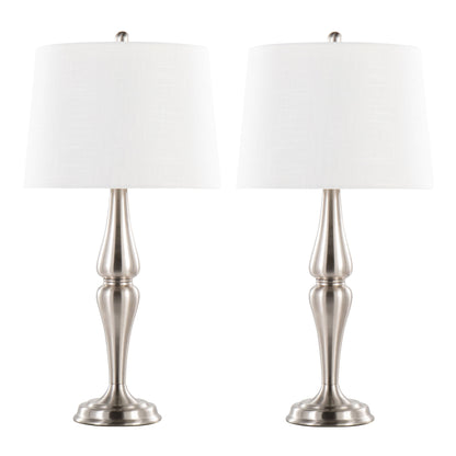 Sawyer - Contemporary Table Lamp (Set of 2) - Nickel / White