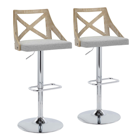 Charlotte - Farmhouse Adjustable Height Barstool & Swivel Rounded Rectangle Footrest (Set of 2)