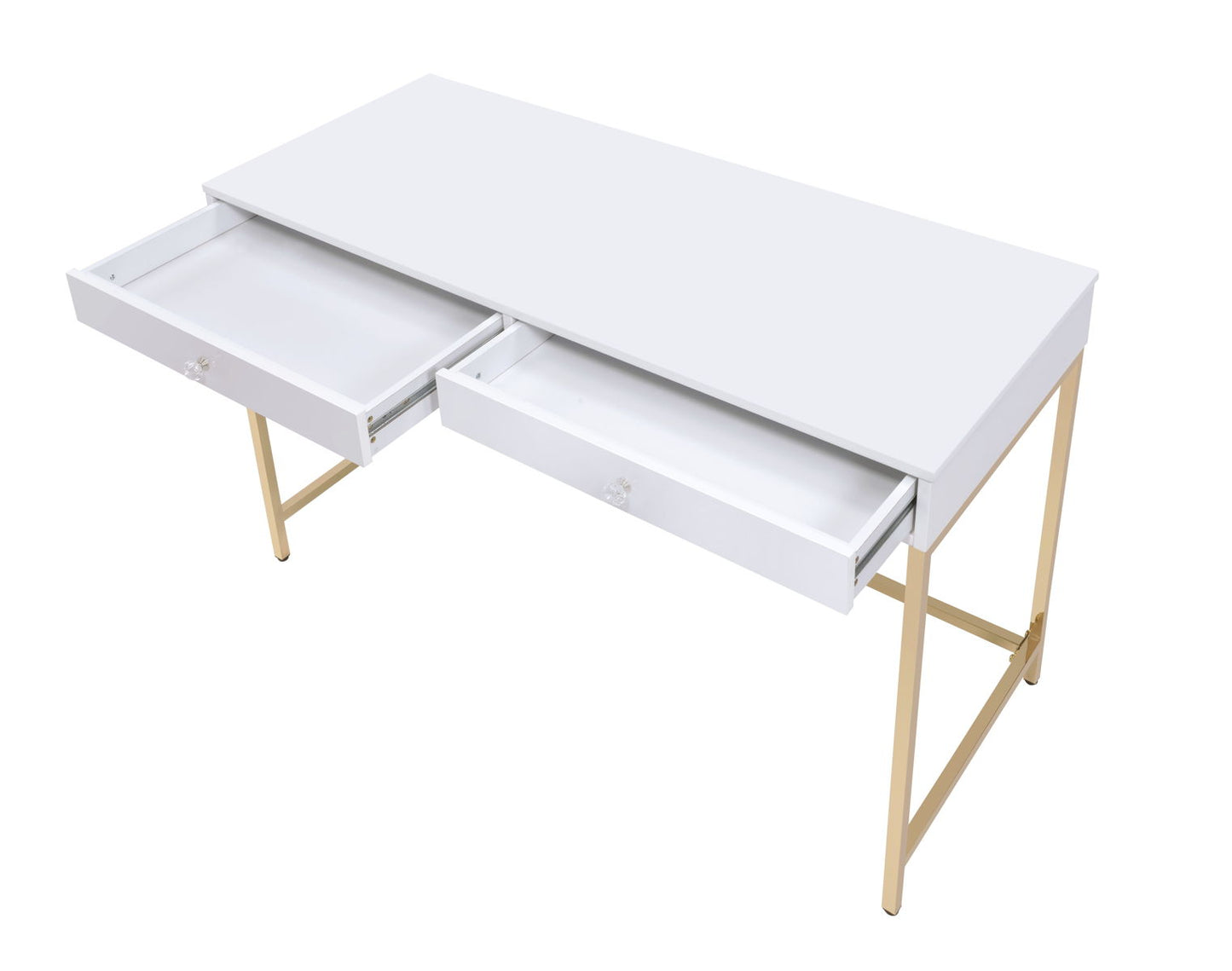 Ottey - High Gloss Gold Writing Desk - White