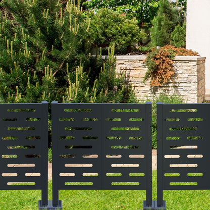 Air Conditioner Fence For Outdoor Units, Metal Privacy Fence Cover, Perfect To Conceal Air Conditioning Units, 3 Fence Panel - Charcoal