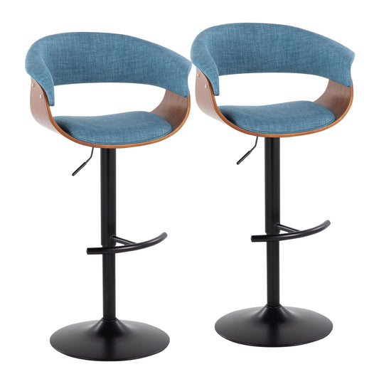 Vintage Mod - Mid Century Modern Adjustable Height Barstool With Swivel & Rounded T Footrest (Set of 2)