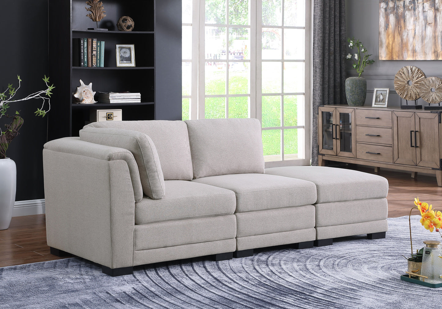 Kristin - Linen Fabric Reversible Sofa