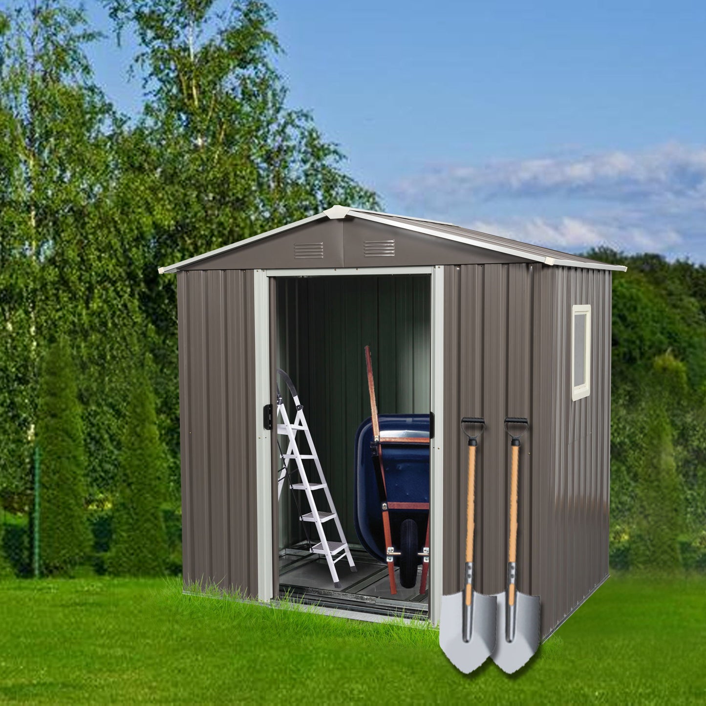 Outdoor Metal Storage Shed With Window