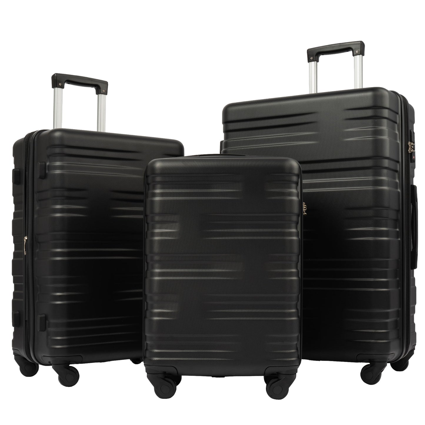 Hardshell Luggage Sets 3 Pieces Spinner Suitcase With Tsa Lock Lightweight 20" 24" 28" - Black