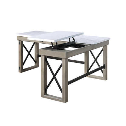 Talmar - Marble Top & Rustic Writing Desk With Lift Top - Oak