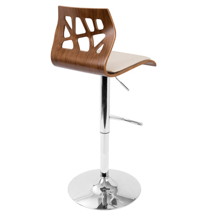 Folia - Mid Century Modern Adjustable Barstool With Swivel With Straight T Footrest (Set of 3)