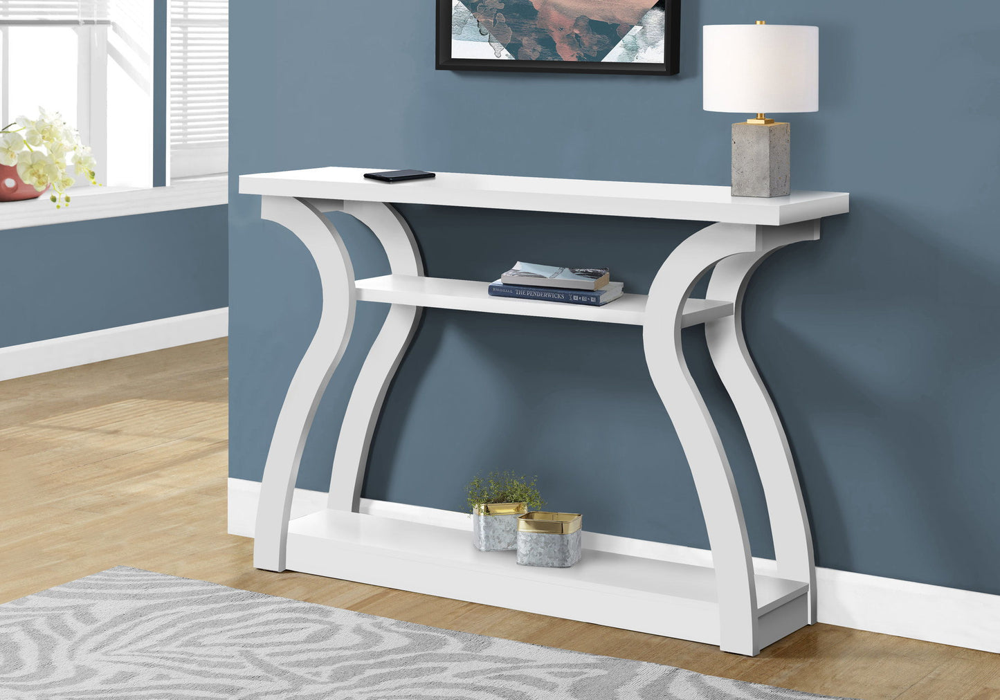 Accent Console Table For Entryway, Unique Curved Design