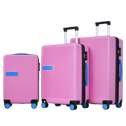 Contrast Color 3 Piece Luggage Set Hardside Spinner Suitcase With Tsa Lock 20" 24' 28" Available