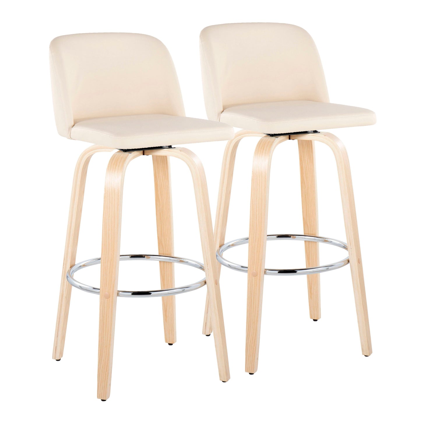 Toriano - Contemporary Fixed Height Barstool & Swivel With Round Footrest (Set of 2)