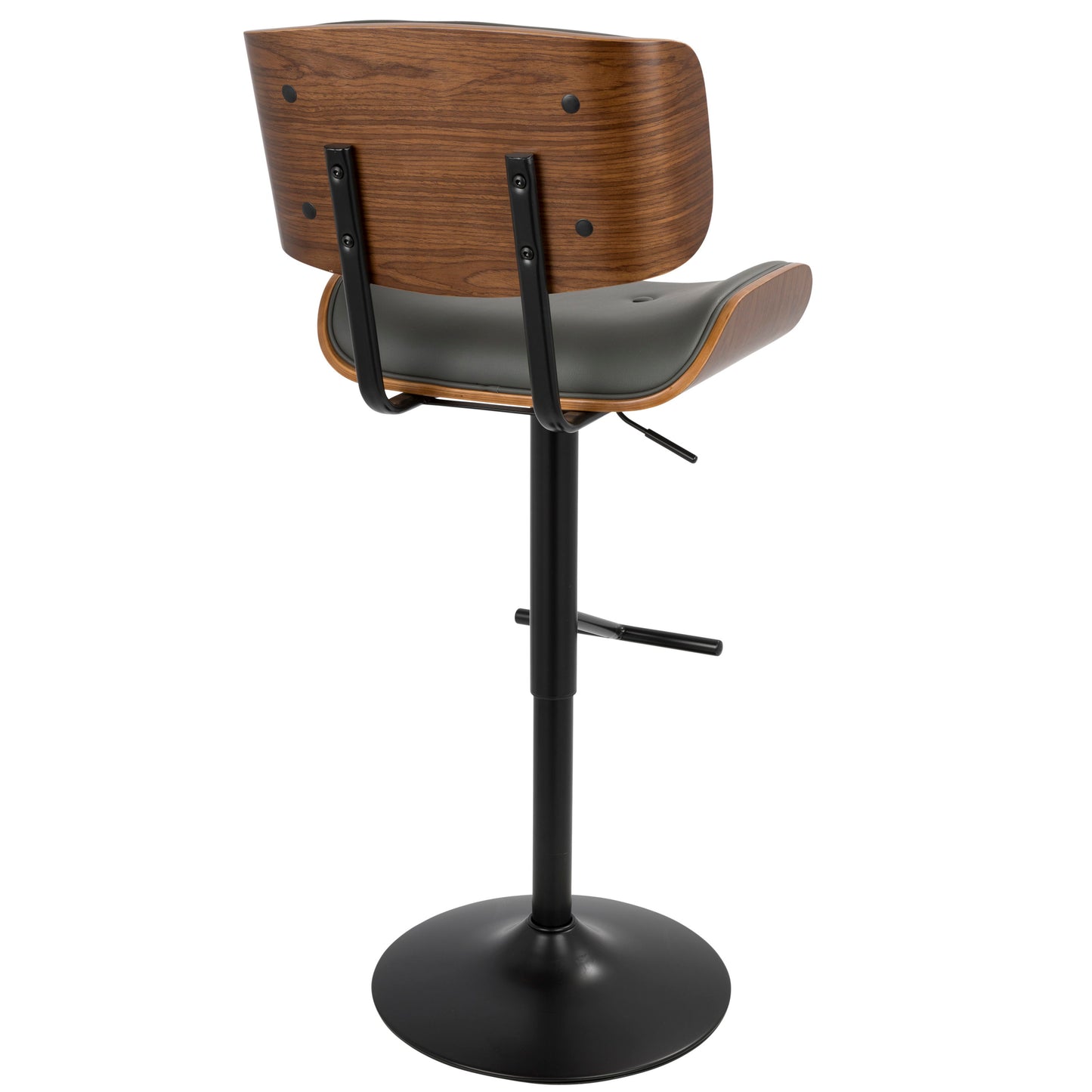 Lombardi - Mid Century Modern Adjustable Barstool With Swivel With Straight T Footrest (Set of 3)