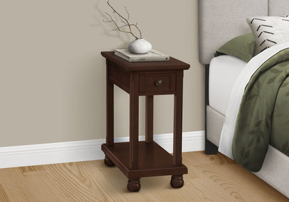 Accent End Table, Storage Drawer, Traditional - Espresso