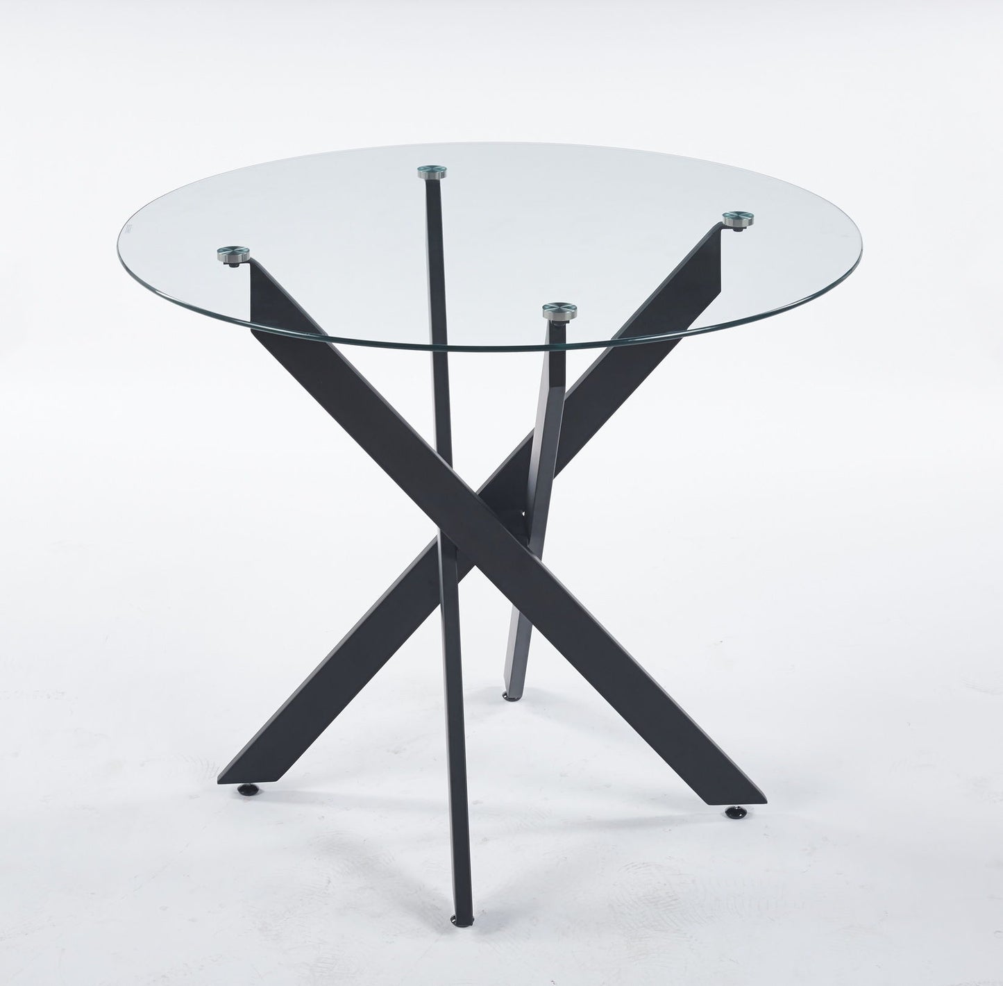 5 Pieces Dining Set, Table Metal Leg Mid-Century Dining Table For 4 - 6 People With Glass Table Top, Pedestal Dining Table