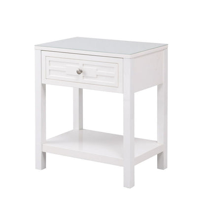 Dylan - Wooden End Side Table Nightstand With Glass Top And Drawer