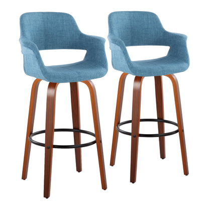 Vintage Flair - Mid Century Modern Fixed Height Barstool With Swivel With Round Footrest (Set of 2)