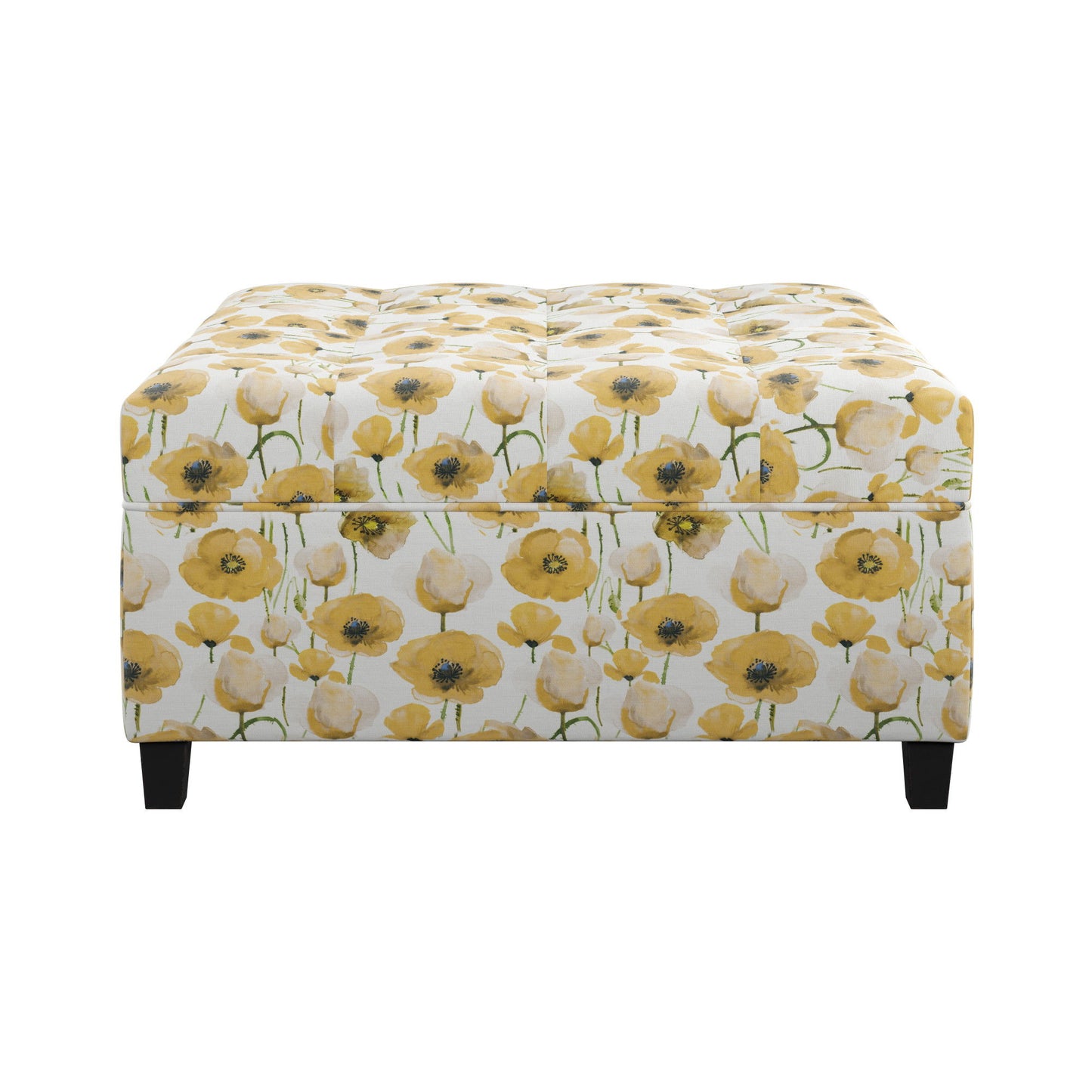 Foria - Floral Storage Ottoman - Yellow