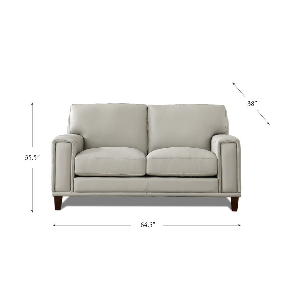 Jensen - Leather Loveseat - Fog Gray