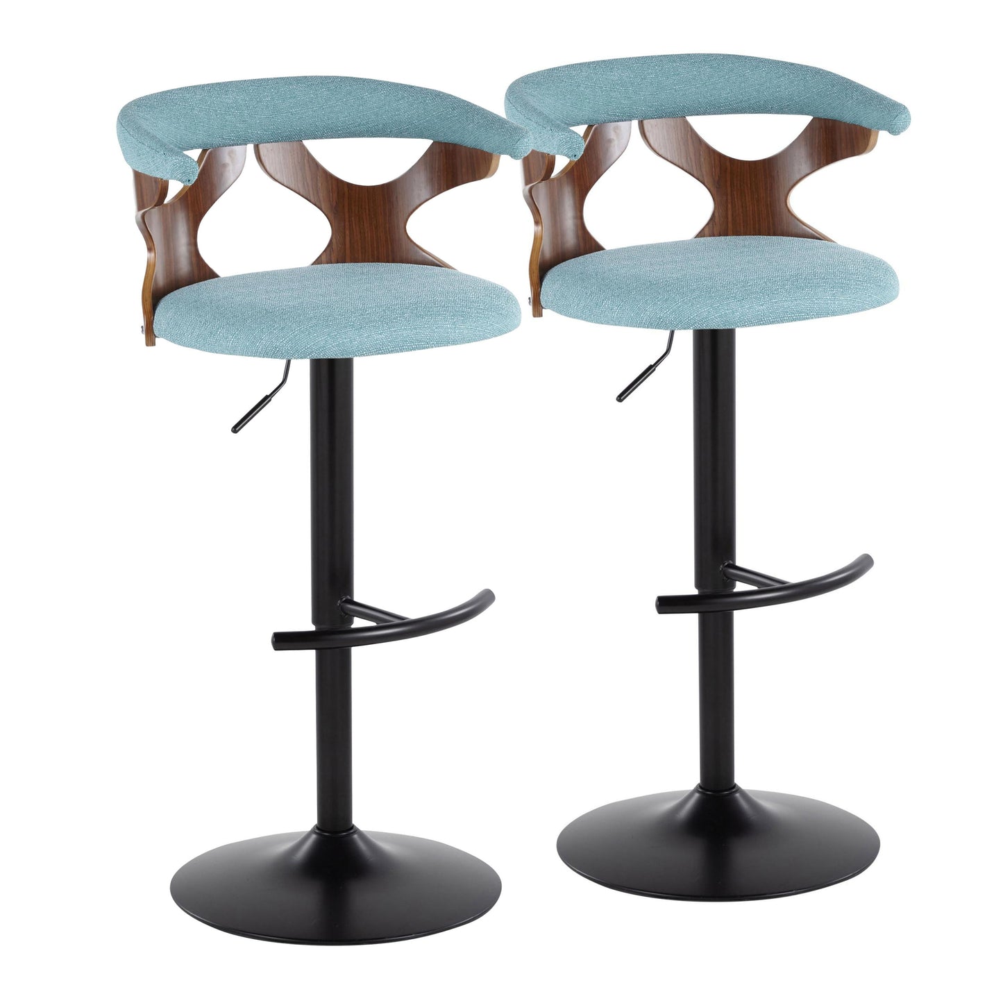 Gardenia - Contemporary Adjustable Barstool, Swivel With Rounded T Footrest (Set of 2)