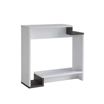 Contemporary Console Table With Two Open Shelves - White / Gray