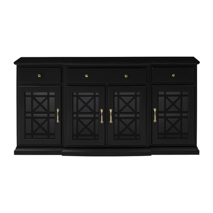 Classic Fretwork Detailed Glass Door Sideboard