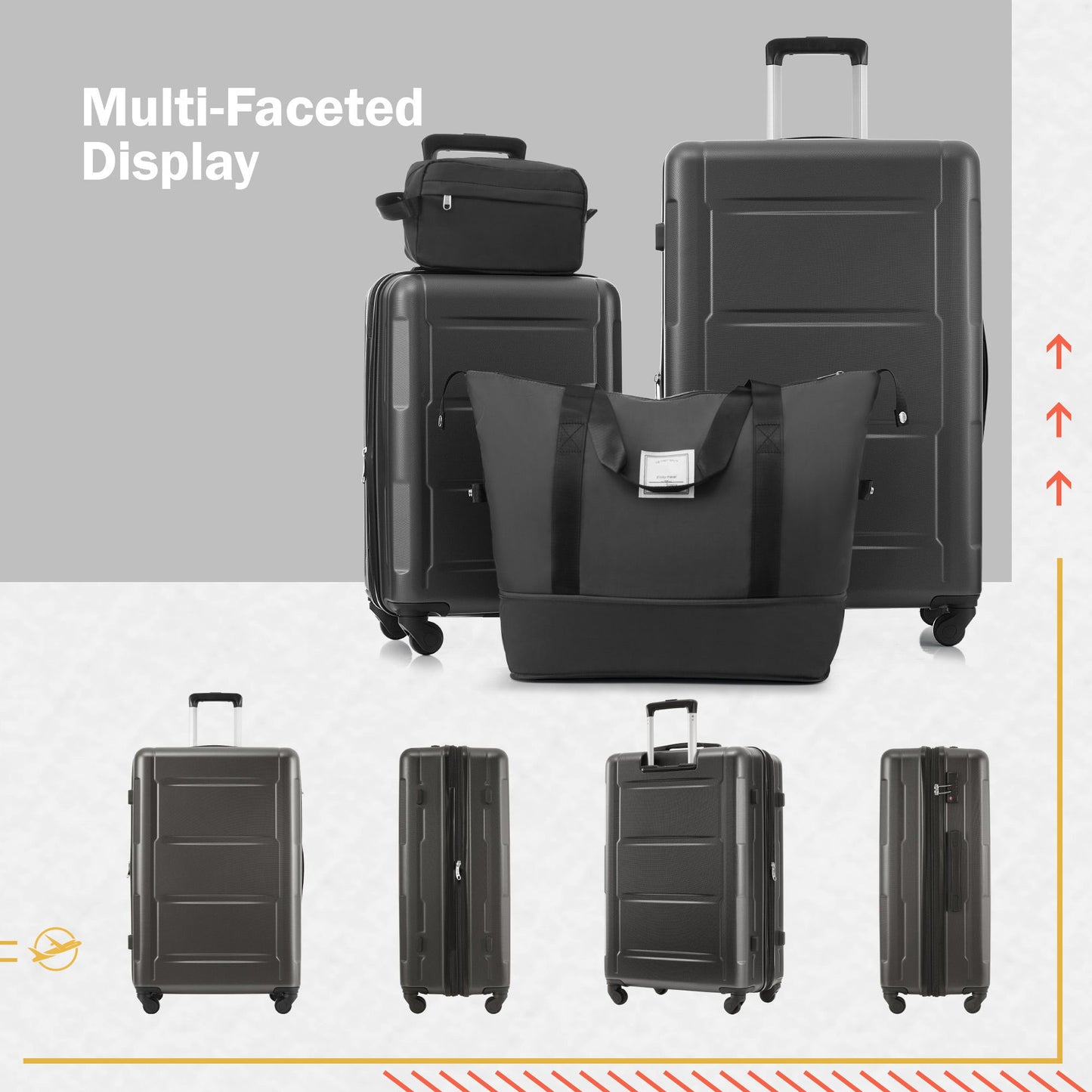 2 Piece Luggage Set With Bags Expanable Spinner Wheels ABS Lightweight Suitcase With Tsa Lock 20" / 24"