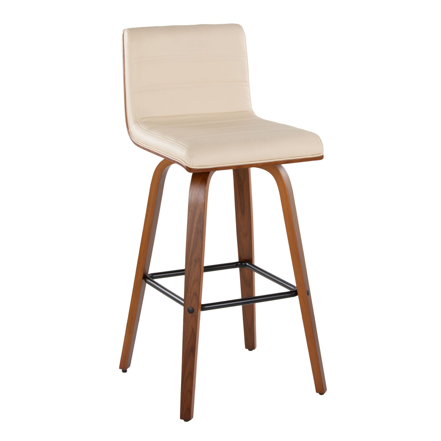 Vasari - Mid Century Modern Fixed Height Barstool With Swivel With Square Footrest (Set of 2)