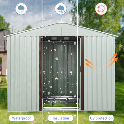 Ry-Sdyx56-Ww Outdoor Metal Storage Shed With Window - White