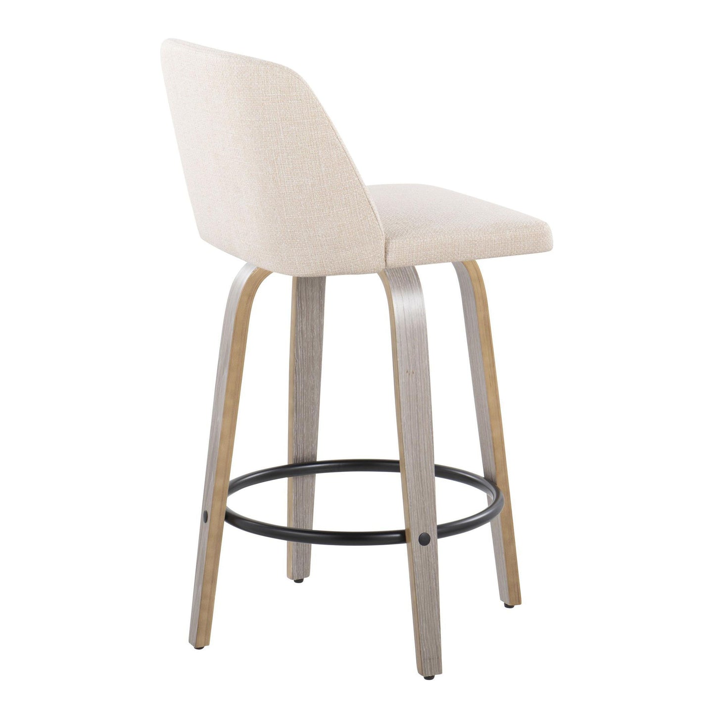 Toriano - Contemporary Fixed Height Counter Stool With Swivel & Round Footrest (Set of 2)