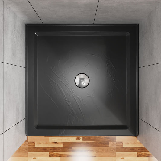 36" X 36" Shower Base 3.5" Height Anti - Slip Acrylic Center Drain Single Threshold Shower Base - Slate Black