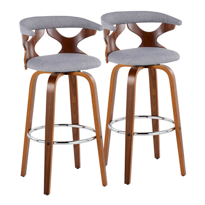 Gardenia - Mid Century Modern Fixed Height Barstool With Swivel With Round Footrest (Set of 2)