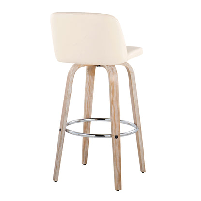 Toriano - Contemporary Fixed Height Barstool With Swivel & Round Footrest (Set of 2)