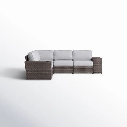 Wide Reversible Outdoor Sectional Sofa With Cushions - Brown / Gray