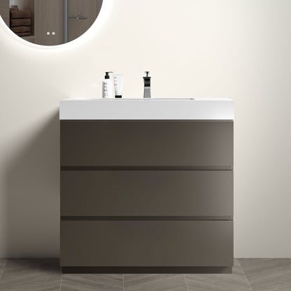 Alice - Bathroom Vanity With Sink, Large Storage Freestanding Bathroom Vanity For Modern Bathroom, One-Piece Sink Basin Without Drain And Faucet