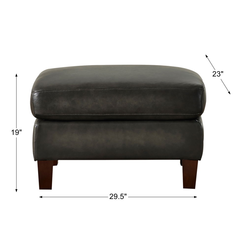 Weldon - Leather Ottoman - Gun Ash