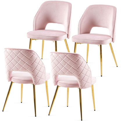 Velvet Dining Chairs With Metal Legs And Hollow Back Upholstered Dining Chairs