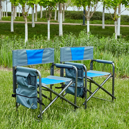 Padded Folding Outdoor Chair With Storage Pockets, Lightweight Oversized Directors Chair For Indoor, Outdoor Camping, Picnics And Fishing