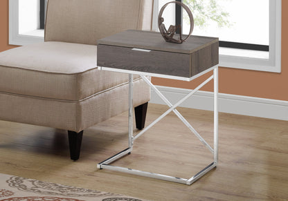 Accent Side Table, Storage Drawer, Contemporary - Taupe